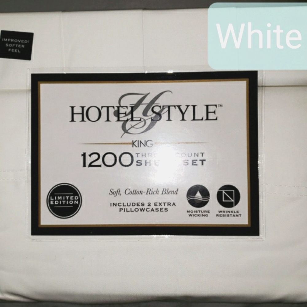 King White 1200 Hotel Style Sheet Set